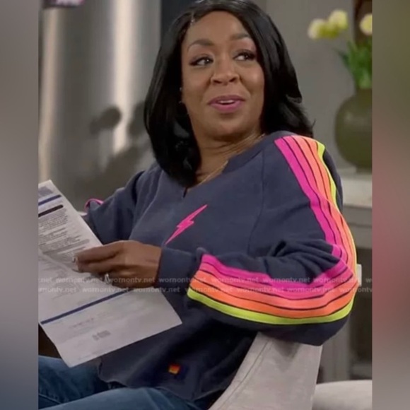 Aviator Nation Bolt Embroidery Classic Cropped Crew Sweatshirt - Picture 13 of 17